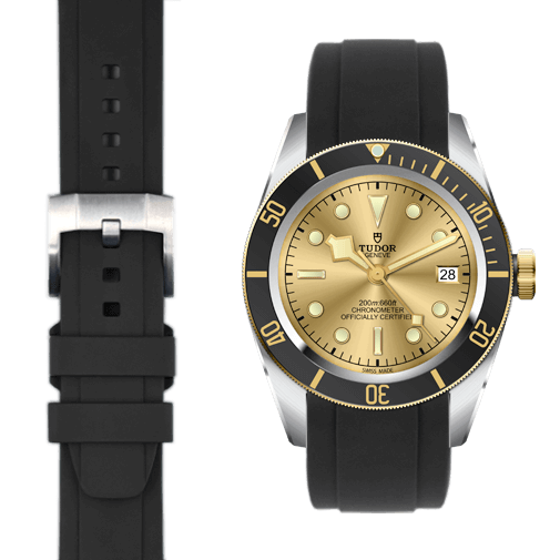 Curved End Rubber Strap for Tudor Black Bay Steel Black Bay Steel Gold