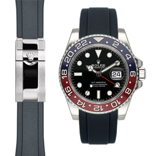 Curved End Rubber Strap for Rolex GMT Master II Ceramic Deployant (model from 2018-Present)