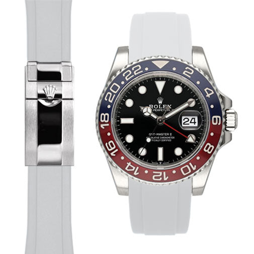 Curved End Rubber Strap for Rolex GMT Master II Ceramic Deployant (model from 2018-Present)