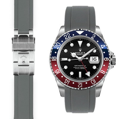 Curved End Rubber Strap for Rolex GMT Master I & II Deployant
