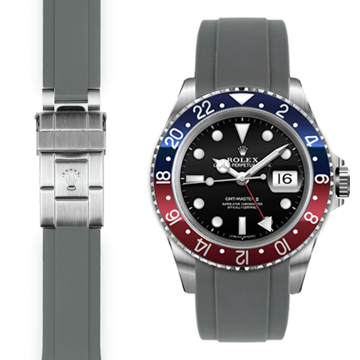 Curved End Rubber Strap for Rolex GMT Master I II Deployant