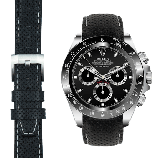 Curved End Leather Racing Strap for Rolex Ceramic Daytona Watch Everest United Kingdom