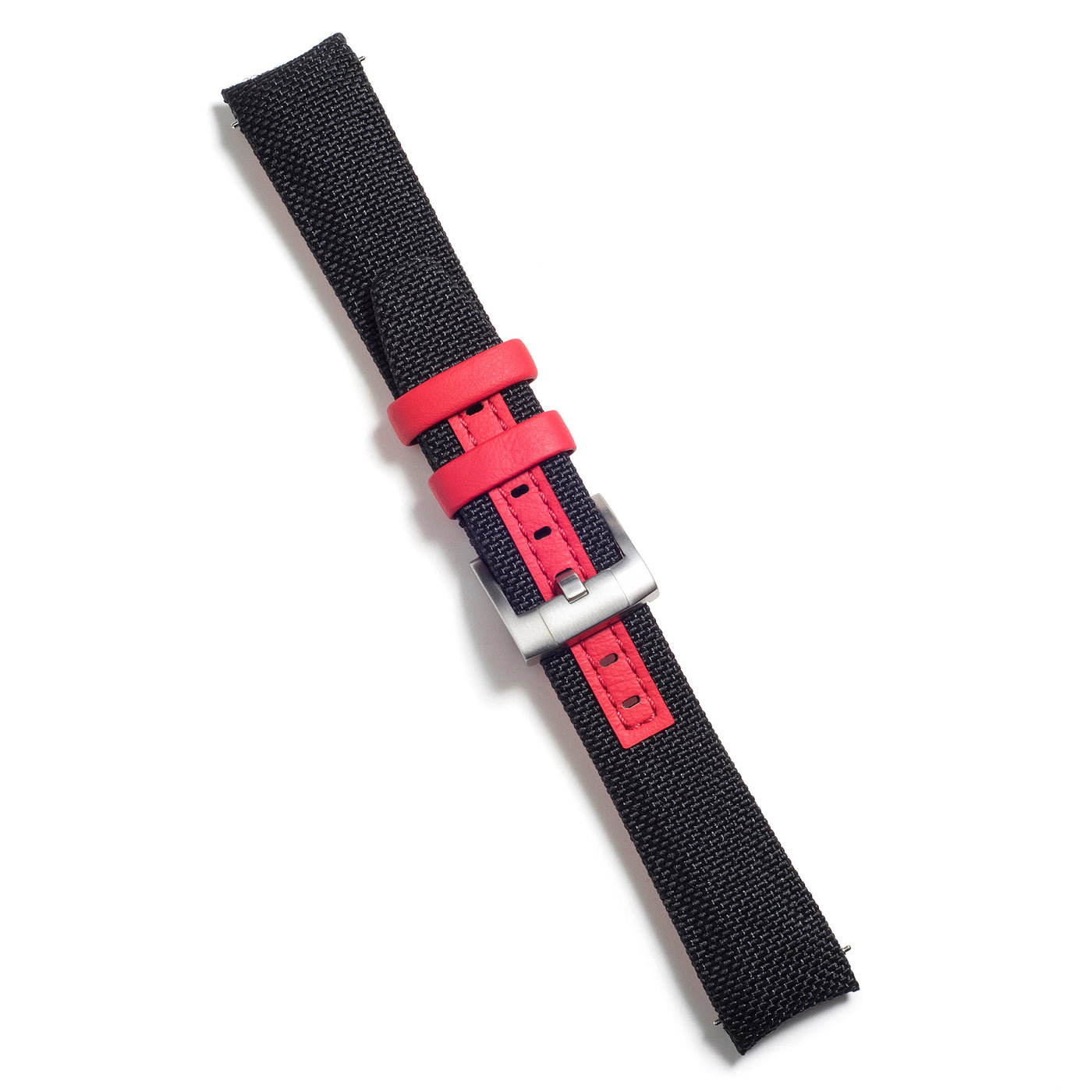 Black Nylon with Red Accent / Silver Buckle