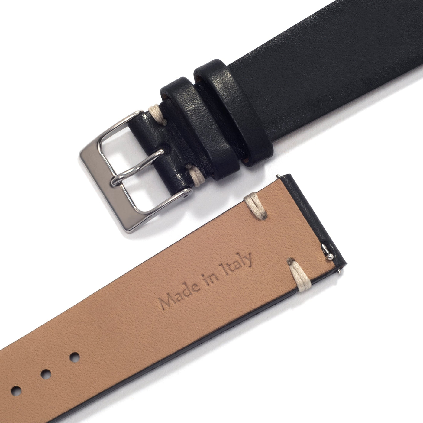 Black Leather Universal Watch Strap