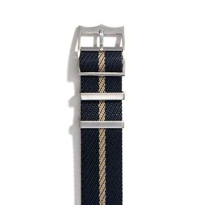 Navy & Gold Single Pass Nylon Watch Band buckle