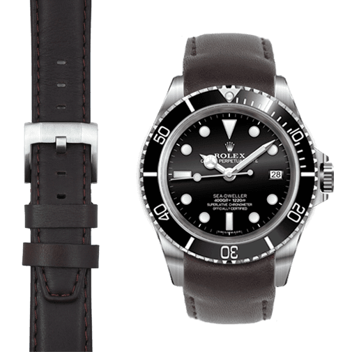 Curved End Leather Strap for Rolex Submariner with Tang Buckle