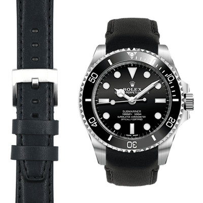 Black Leather Strap for Rolex Submariner