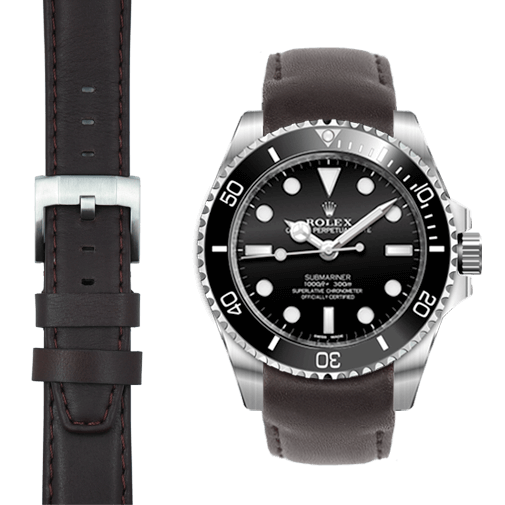 Black Leather Strap for Rolex Submariner