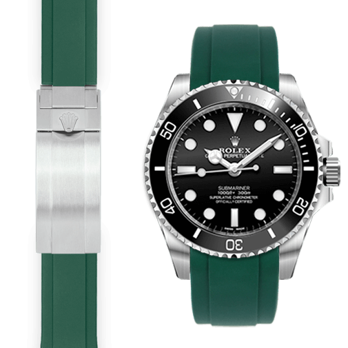 Curved End Rubber Strap for Rolex Sub Ceramic No Date Deployant