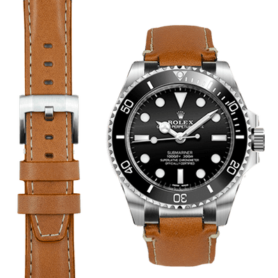 Steel End Link Leather Strap System for the Rolex Sub Ceramic No-Date