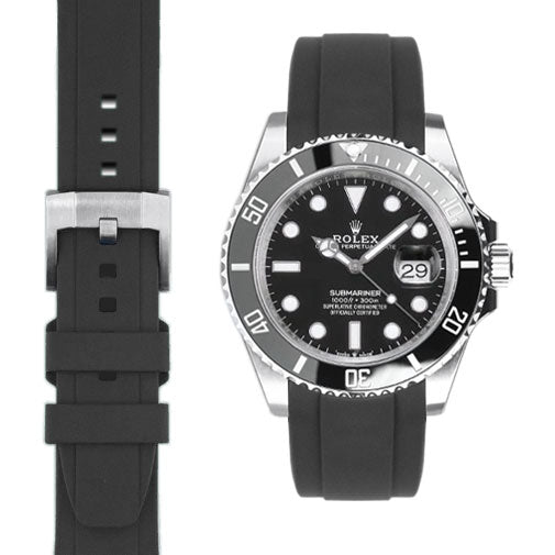 Curved End Rubber Strap for Rolex Submariner 41mm with Tang Buckle (2020 Release)