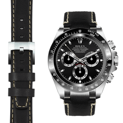 Steel End Link Leather Strap for Rolex Ceramic Daytona with Tang Buckle