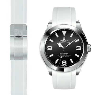 Rolex Explorer white rubber deployant watch strap