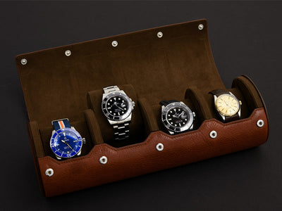 Watch Roll Heritage Brown open with watches